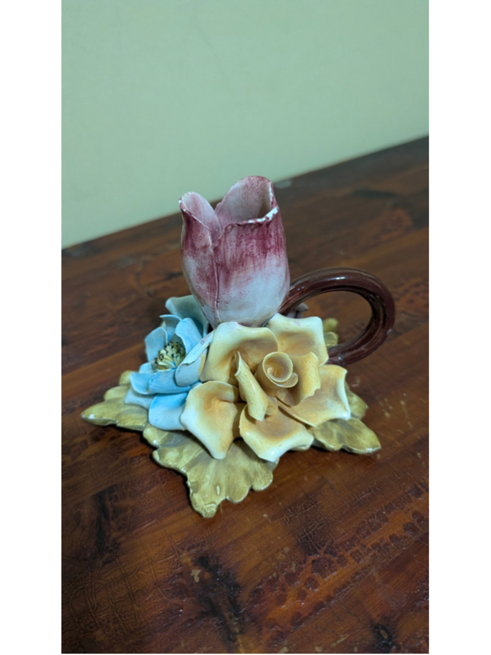 Floral Ceramic Capodimonte Candle Holder One Size Multicolor in